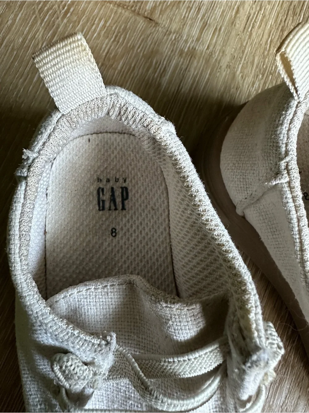 GAP Kids Canvas Slip-Ons in Cream and Tan Rubber